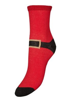 Vero Moda Κάλτσες Λεπτές Με Χριστουγεννιάτικο Μοτίβο Κόκκινες – Barbon