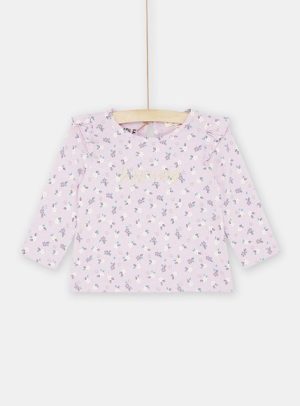 Βρεφική Μακρυμάνικη Μπλούζα για Κορίτσια Λιλά Floral – ΜΩΒ