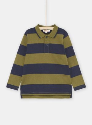 Παιδική Μακρυμάνικη Μπλούζα Khaki/Blue Stripes – ΠΡΑΣΙΝΟ