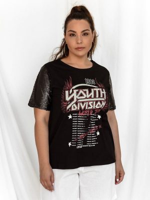Brave Soul T-Shirt Με Παγιέτα Μαύρη – Who You Sequin For