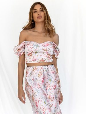 Qed London Crop Top Σατέν Floral Ροζ – Get Your Priorities