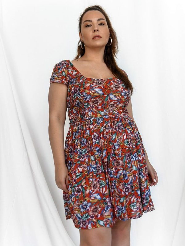 floral kokkino foremataki plus size gimme your flower