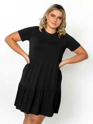 Vero Moda Φόρεμα Κοντομάνικο Με Βολάν Μαύρο – Fedra
