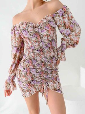 Φόρεμα Off-Shoulder Σφηκοφωλιά Λιλά – Style And Slay