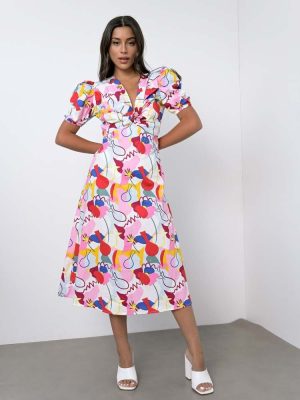 Glamorous Φόρεμα Midi Με Ανοιχτή Πλάτη Πολύχρωμο – Matiko