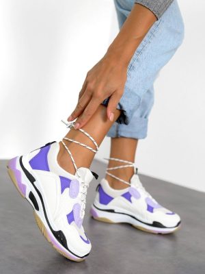 Γυναικεία Sneakers Με Λεπτομέρειες Δερματίνη Μωβ – Touru Multi