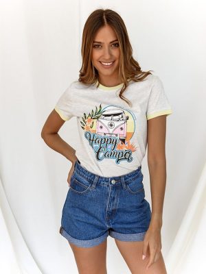 Brave Soul T-Shirt Με Στάμπα Γκρι – Happy Camper