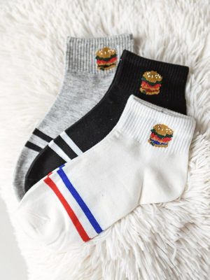 Κάλτσες Κοντές Σετ 3τμχ Fast Food – Burger Mania