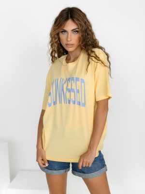 NOISY MAY T-Shirt Oversized Με Στάμπα Κίτρινο – Sunfalare
