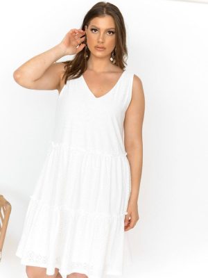 ONLY Φόρεμα Midi Με Βολάν Λευκό – The Lotus