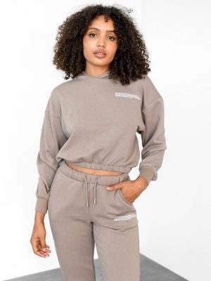 ONLY Φούτερ Cropped Oversized Με Κουκούλα Μόκα – Try It Out