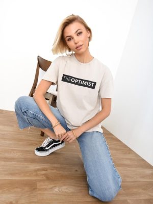 ONLY T-Shirt Oversized Μπεζ – Sonifi