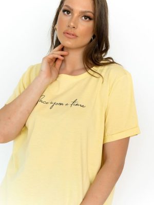 ONLY T-shirt Με Φράση Κίτρινο – Cunningham