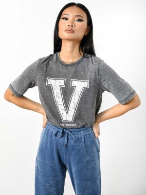 ONLY T-Shirt Με Στάμπα Γκρι – Velmot