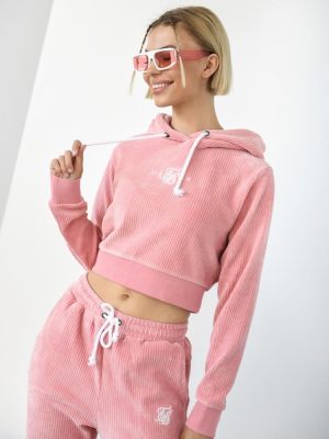 SikSilk Φούτερ Cropped Με Κουκούλα Κοτλέ Ροζ – Pinkiedu