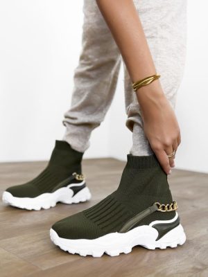Sneakers Κάλτσα Με Αλυσίδα Χακί – Forever My Favorite