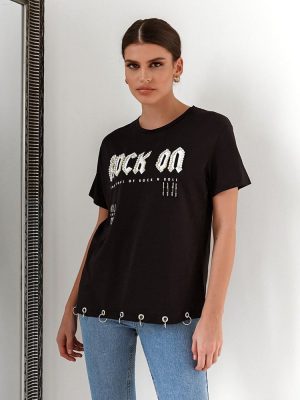 T-Shirt Κοντομάνικο Με Στάμπα Μαύρο – Rock N Roll