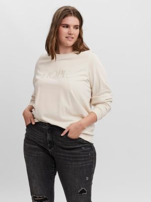 Vero Moda Φούτερ Μπλούζα Με Στρογγυλή Λαιμόκοψη Κρεμ – Hope