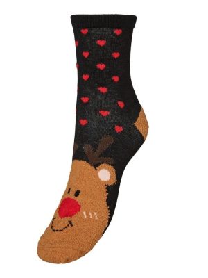 Vero Moda Κάλτσες Λεπτές Με Χριστουγεννιάτικο Μοτίβο Μαύρη – Barbon