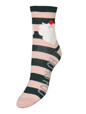 Vero Moda Κάλτσες Λεπτές Με Χριστουγεννιάτικο Μοτίβο Ροζ Ριγέ – Marta