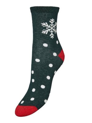 Vero Moda Κάλτσες Λεπτές Με Χριστουγεννιάτικο Μοτίβο Κυπαρισσί – Festive