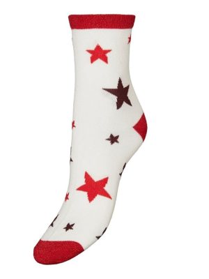 Vero Moda Κάλτσες Λεπτές Με Χριστουγεννιάτικο Μοτίβο Λευκές – Festive