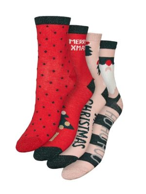 Vero Moda Σετ Κάλτσες 4 τμχ Με Χριστουγεννιάτικο Μοτίβο – Trasik
