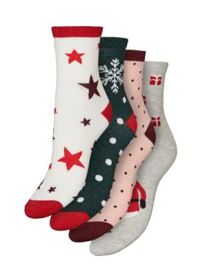 Vero Moda Σετ Κάλτσες 4 τμχ Με Χριστουγεννιάτικο Μοτίβο – Mpino
