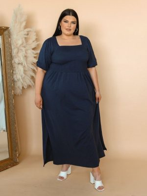 Vero Moda Φόρεμα Maxi Με Σφηκοφωλιά Μπλε – Buena Vista