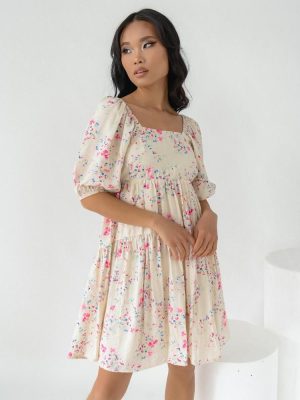 Vero Moda Φόρεμα Με Ανοιχτή Πλάτη Floral Κρεμ – Rosella