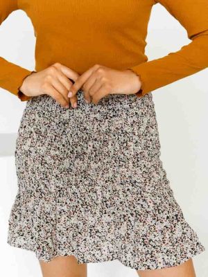 Vero Moda Φούστα Mini Σφηκοφωλιά Floral Μόκα – La Fey