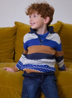 Παιδικό Μακρυμάνικο Πουλόβερ για Αγόρια Multicolour Stripes – ΜΠΛΕ