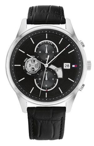 TOMMY HILFIGER Weston – 1710502, Silver case with Black Leather Strap