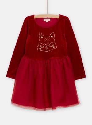 Βρεφικό Μακρυμάνικο Φόρεμα για Κορίτσια Red Tulle Foxy – ΚΟΚΚΙΝΟ