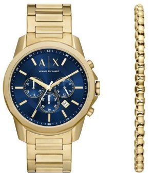 ARMANI EXCHANGE Banks Mens Gift Set – AX7151, Gold case with Stainless Steel Bracelet