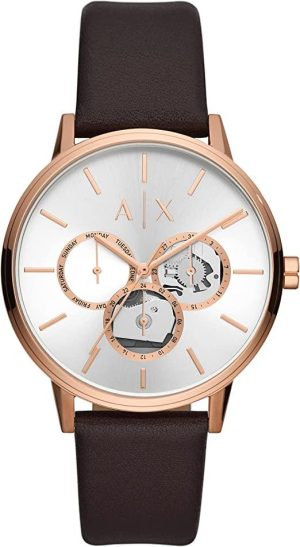 ARMANI EXCHANGE Cayde Mens – AX2756, Rose Gold case with Brown Leather Strap