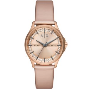 ARMANI EXCHANGE Lady Hampton – AX5272, Rose Gold case with Gold Leather Strap