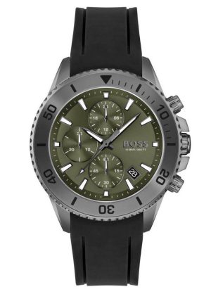 BOSS Admiral Chronograph – 1513967, Grey case with Black Rubber Strap
