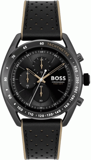 BOSS Centre Court Chronograph – 1514022, Black case with Black Leather Strap