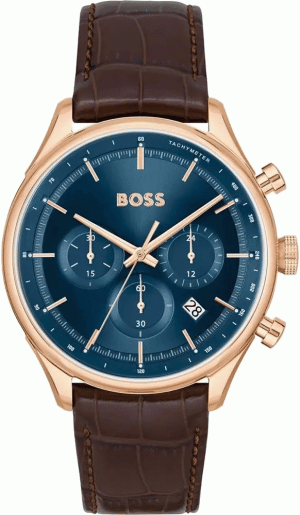 BOSS Gregor Chronograph – 1514050, Rose Gold case with Brown Leather Strap