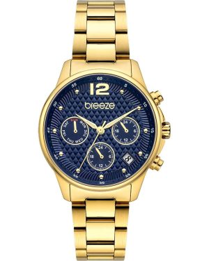 BREEZE Enigma Dual Time – 212431.3, Gold case with Stainless Steel Bracelet