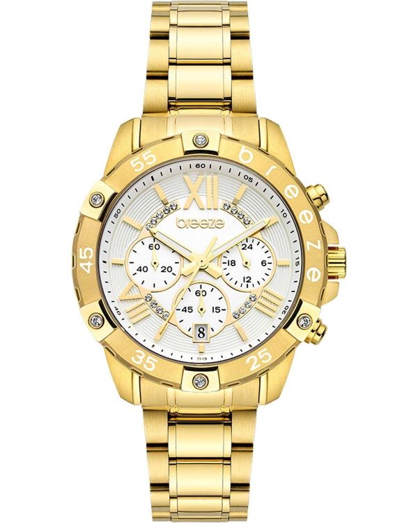 breeze spectacolo crystals 212441 1 gold case with stainless steel bracelet image1