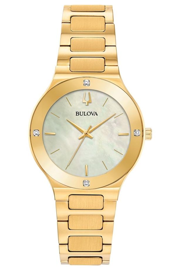 bulova diamond 97r102 gold case with stainless steel bracelet image1