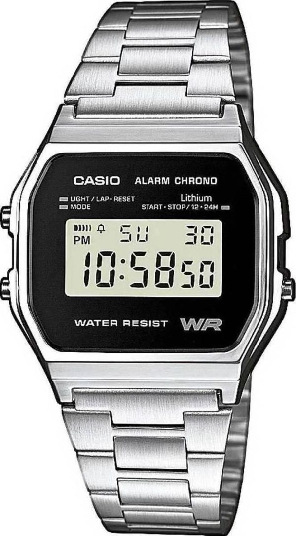casio collection a 158wea 1ef silver case with stainless steel bracelet image1