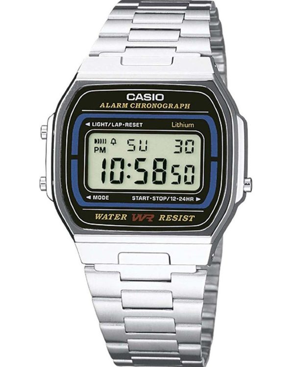 casio collection a 164wa 1ves silver case with stainless steel bracelet image1