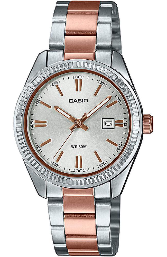 casio collection ltp 1302prg 7avef silver case with stainless steel bracelet image1