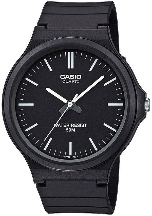 casio collection mw 240 1evef black case with black rubber strap image1