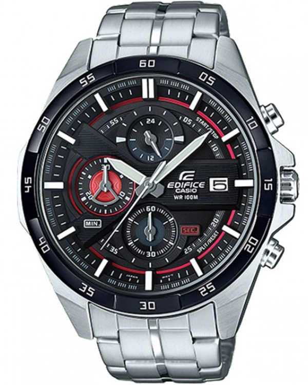 casio edifice chrono efr 5556db 1avuef silver case with stainless steel bracelet black dial image1 1
