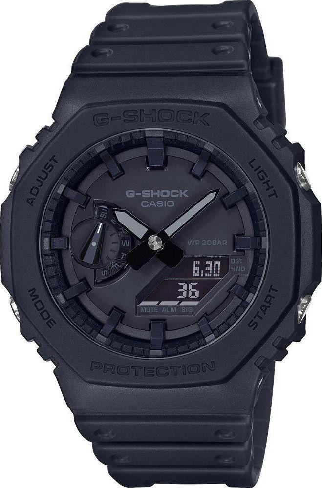 casio g shock chronograph ga 2100 1a1er black case with black rubber strap image1