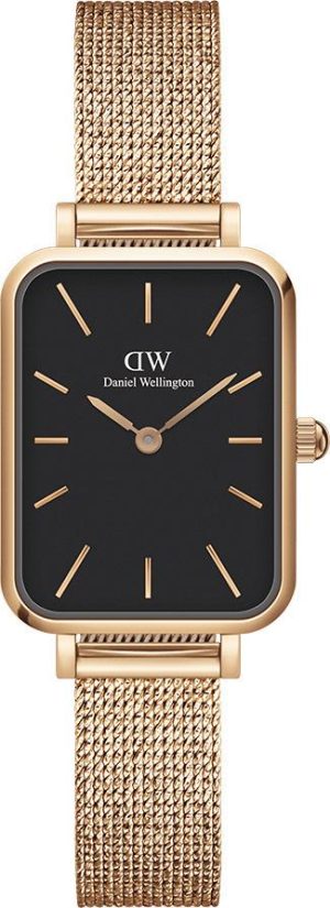 DANIEL WELLINGTON Quadro Pressed Melrose – DW00100432, Rose Gold case with Stainless Steel Bracelet